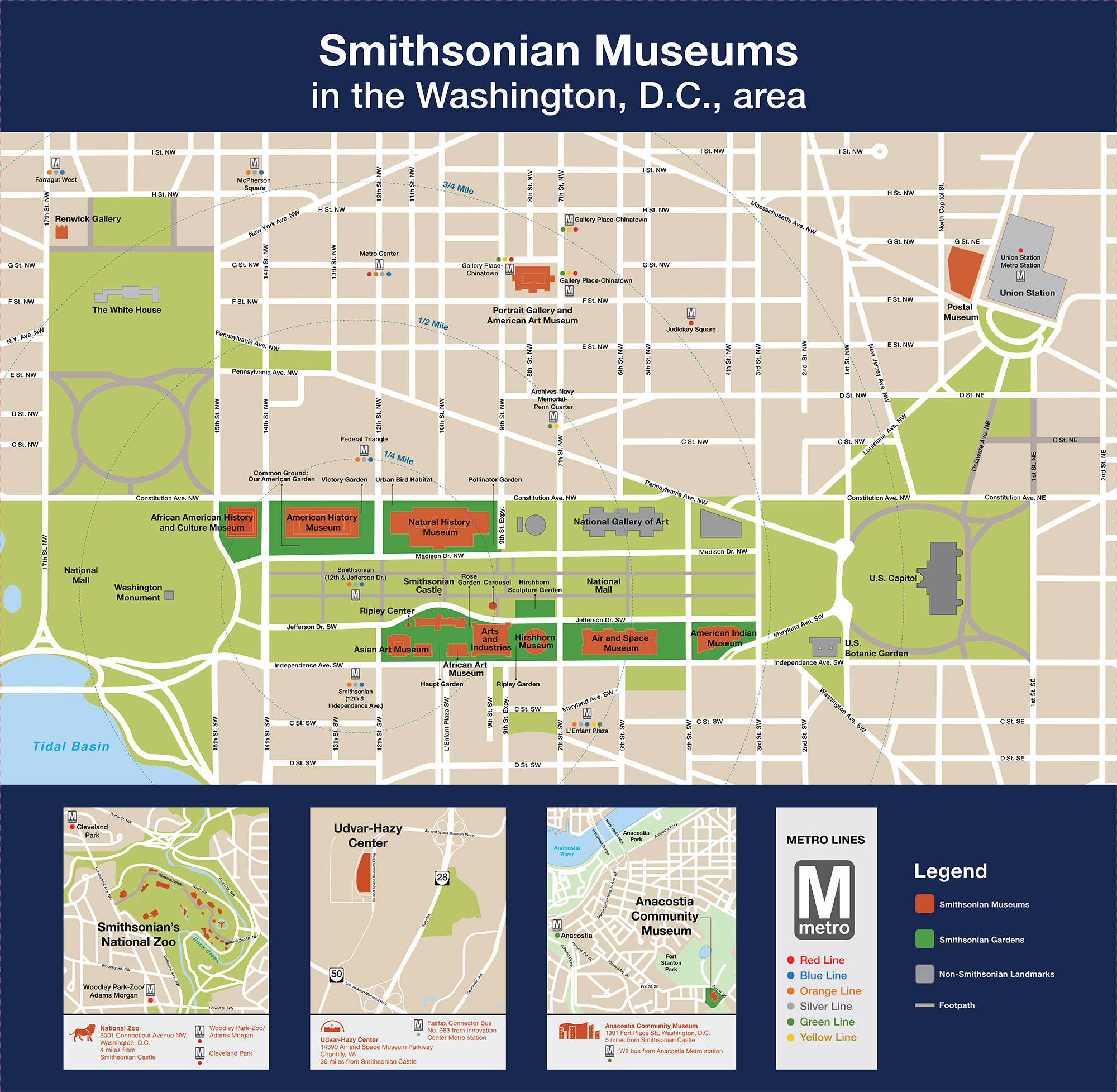 Map of the National Mall showing location of museums