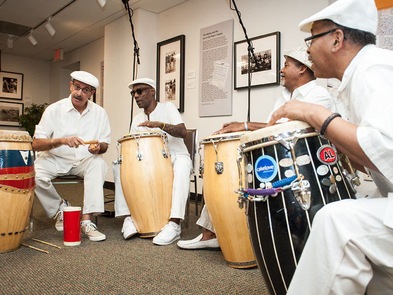 Rudy Morales, William Rashidi Bowe, Rob White, and Sam "Seguito" Turner play for the museum's Metro Mambo Series