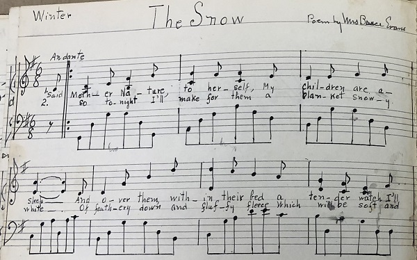 Lillian Evanti's scoring of The Snow on music composition paper.