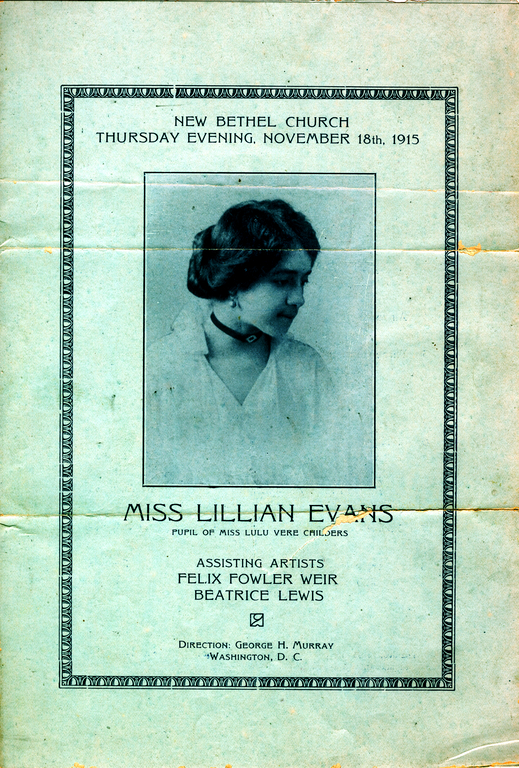 Program from Lillian Evans's debut recital in 1915