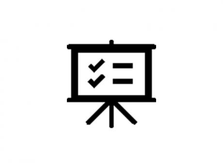 Icon of projection screen with check marks on it