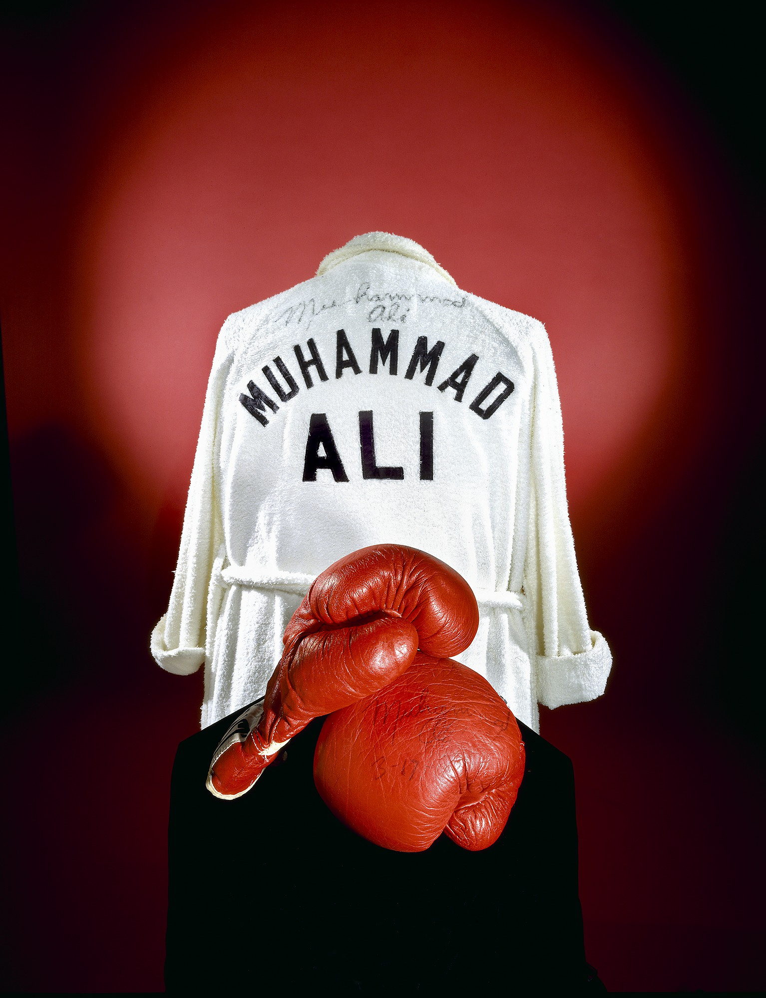 In 1976 the Smithsonian acquired Ali's boxing gloves and robe for an exhibition on the American Bicentennial,"A Nation of Nations." At the donation ceremony, before a crowd of reporters and cheering spectators, Ali predicted that his Everlast gloves would become"the most famous thing in this building."