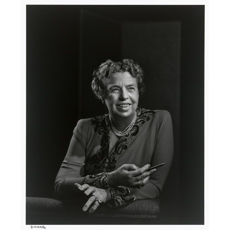 Black and white photo of Eleanor Roosevelt