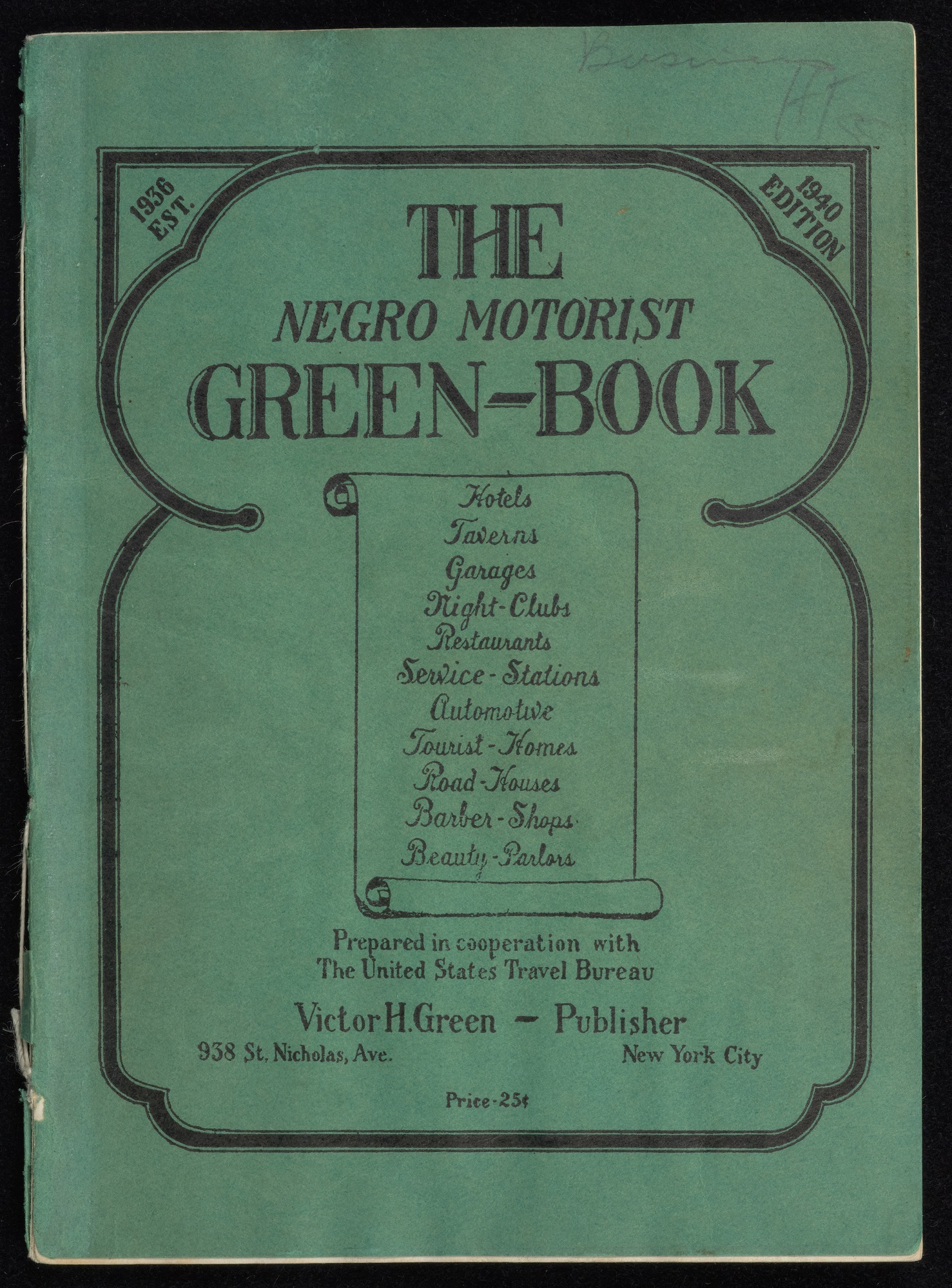 Cover of Green Book 1940