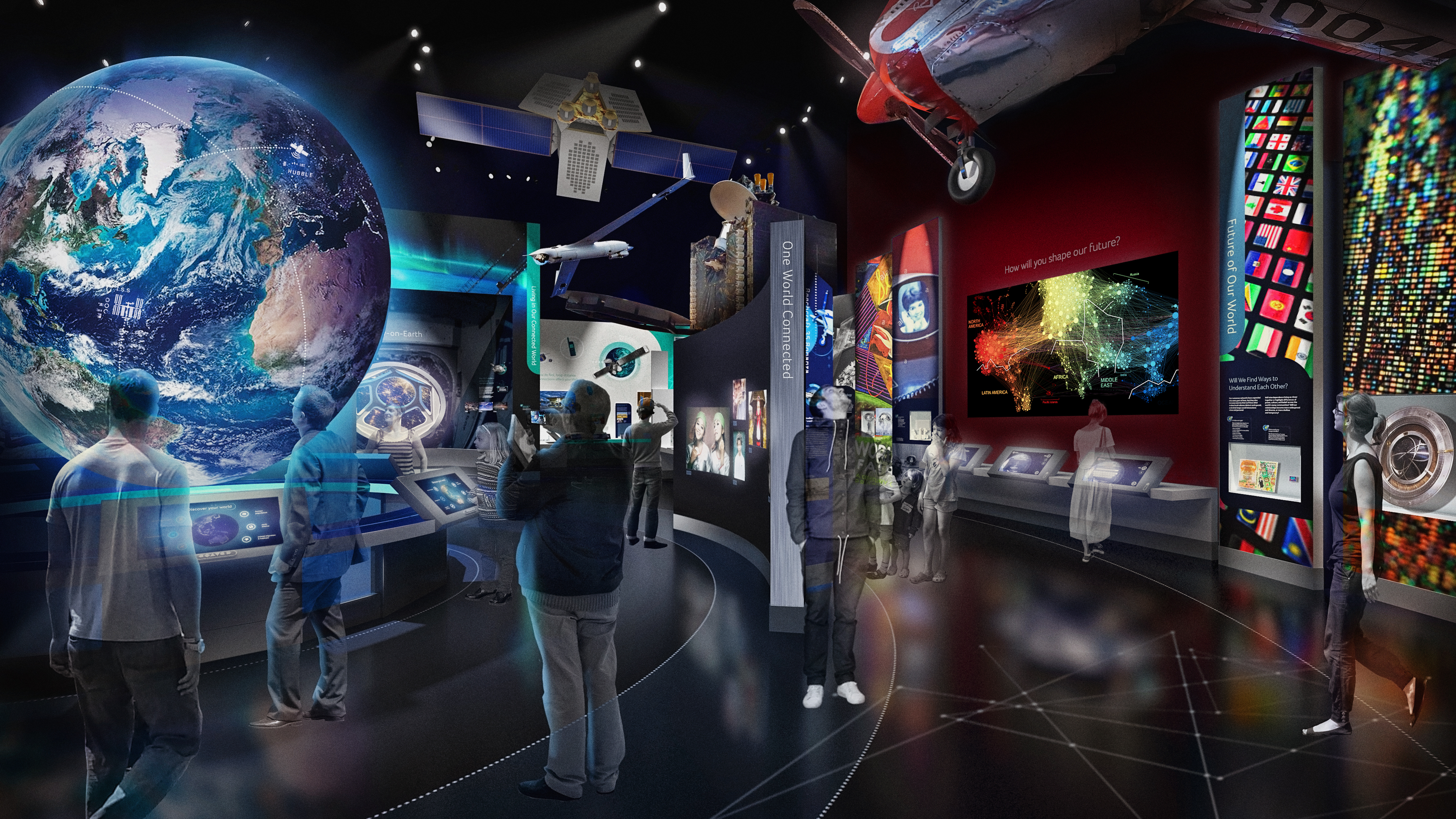Rendering of museum exhibit on space