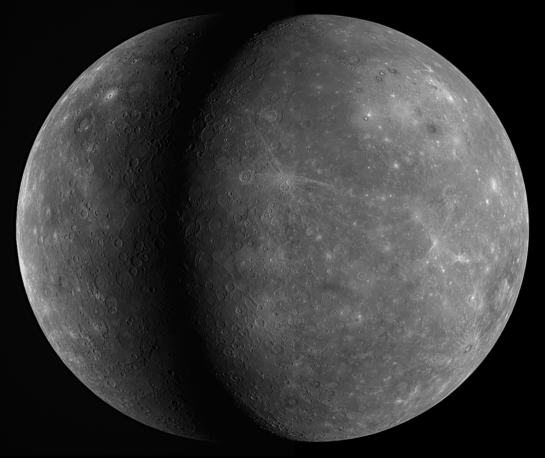 Overlapping images of the planet Mercury