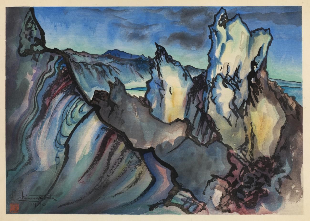 Chiura Obata, “Mono Crater,” 1930, color woodcut on paper, Smithsonian American Art Museum, gift of the Obata Family, 2000.76.9, copyright 1989, Lillian Yuri Kodani. From Your Guide to the Best Resources for Learning at Home