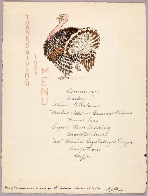 Thanksgiving Menu, 1905