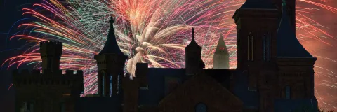 Castle with firerworks