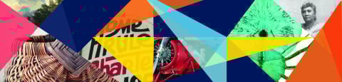 Colorful collage of collection images.