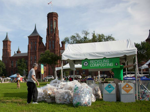 Recycling and composting station at the Folklife Festival