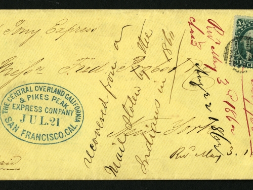 10c Washington on Pony Express cover stamp