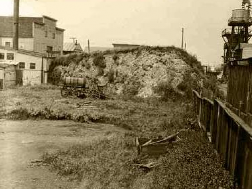 Archival photo of earth mound
