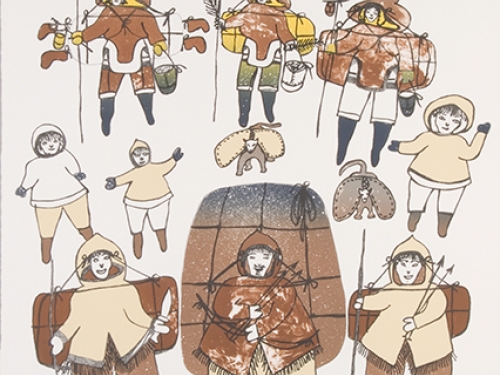 folk art drawing of Inuit people