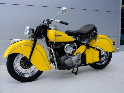 Side view of yellow otorcycle