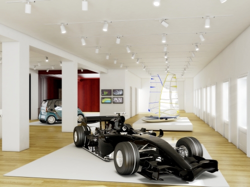 Race car and and windsurfer in design gallery
