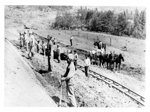 Indian immigrants work on railway construction, ca. 1906