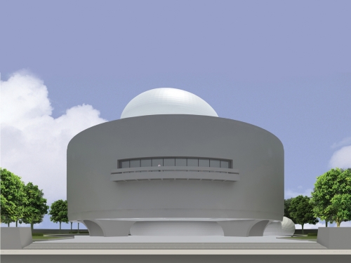 CAD rendering of Hirshhorn Museum with Bubble atop