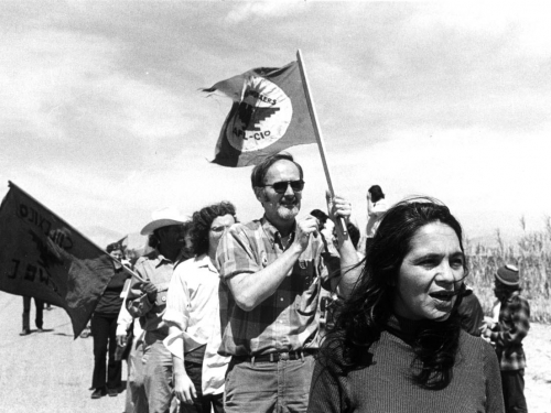 Dolores Huerta leads supporters of the United Farm Workers (UFW)