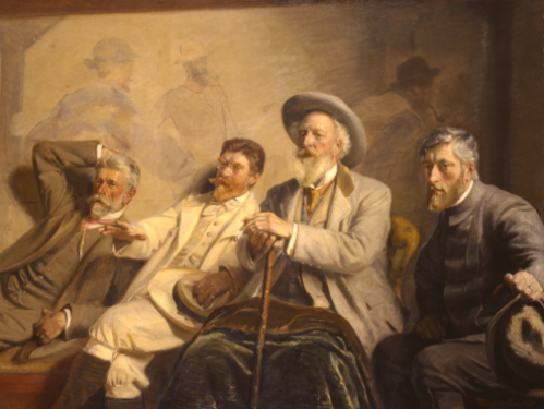 Oil painting of four old gentlemen