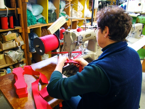 Worker making shoes