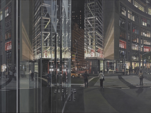 Richard Estes "Columbus Circle at Night"