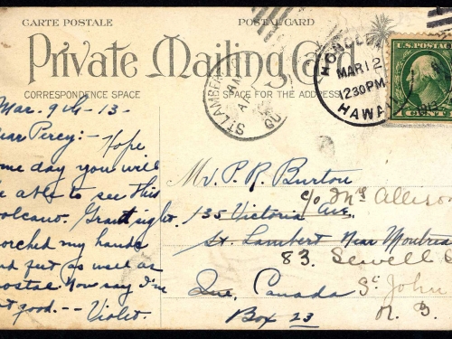 Handwritten postcard