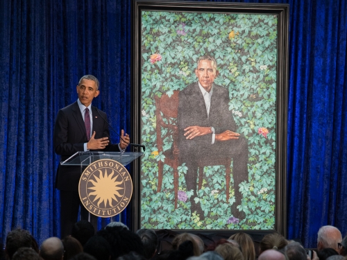 President Obama with his portrait