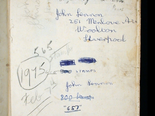 John Lennon's signature in stamp album