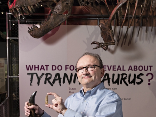 Hans Sues with dinosaur teeth