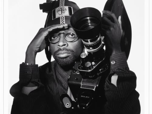portrait of Spike Lee with film camera