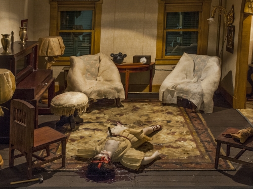 model of parlor with dead body