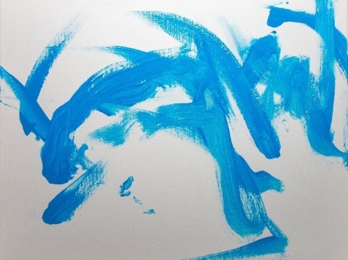 Blue swirls of paint created by Tian Tian