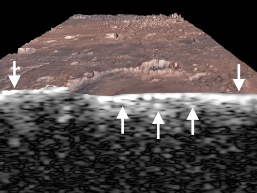 section view of Mars surface