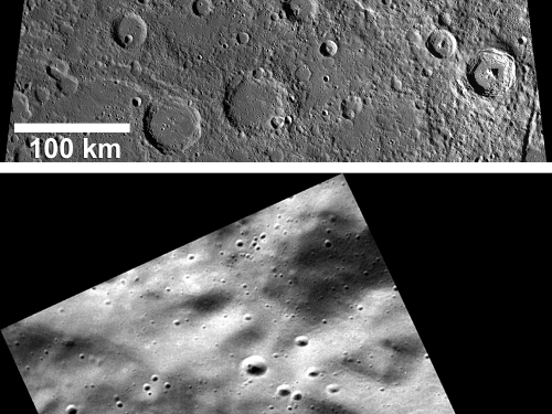 Black and white images of Mercury's surface