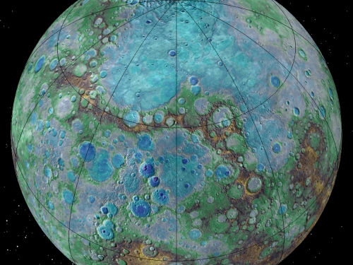 Colorized image of planet Mercury