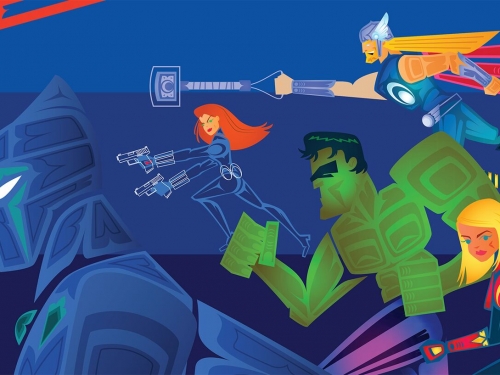 The Hulk, Thor, Black Panther, Black Widow and Captain Marvel Graphic