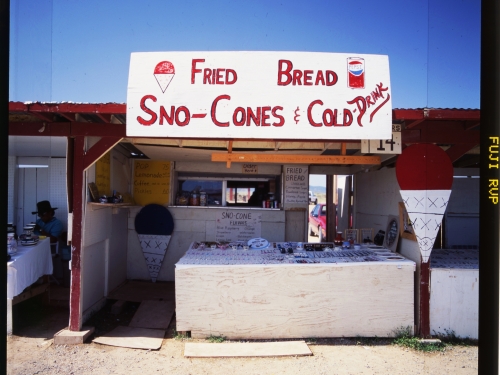 Shack selling fried bread and sno cones