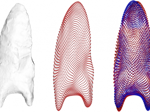 Colorized comparison of three stone tools