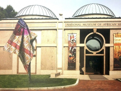 Artists representation of sculpture installed outside African Art Museum