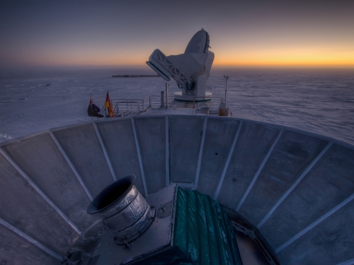 BICEP2 telescope at the South Pole