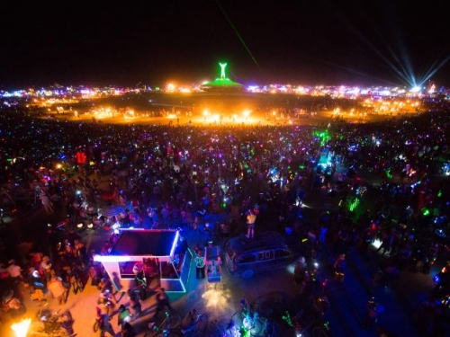 Burning Man festival at night