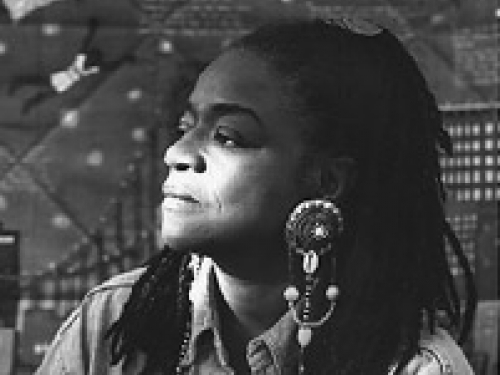 Black and white portrait of Faith Ringgold