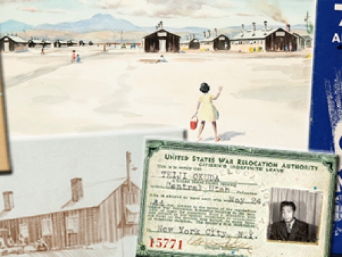 composite image of artifacts relating to Japanese internment