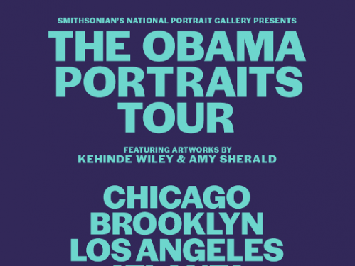 Graphic with images of portrait paintings and text: "The Obama Portraits Tour"