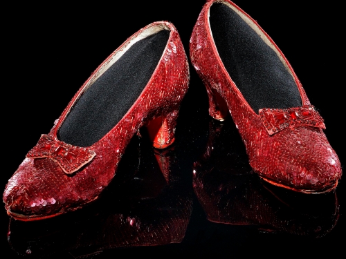 museum photos of ruby slippers from movie The Wizard of Oz