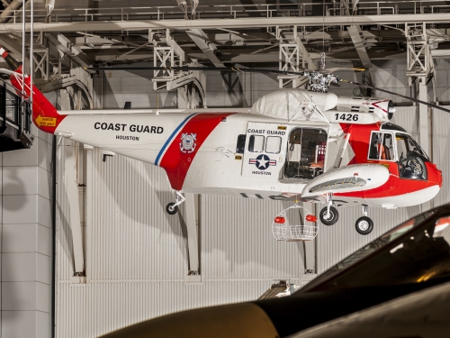 Close up of Coast Guard helicopter