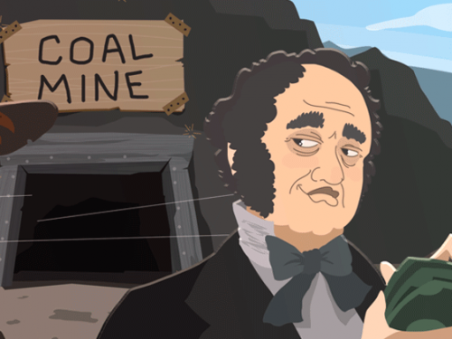 Coal miner and coal mine illustration