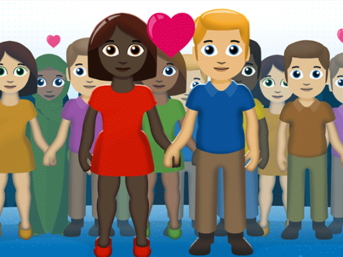 diverse emoji people holding hands