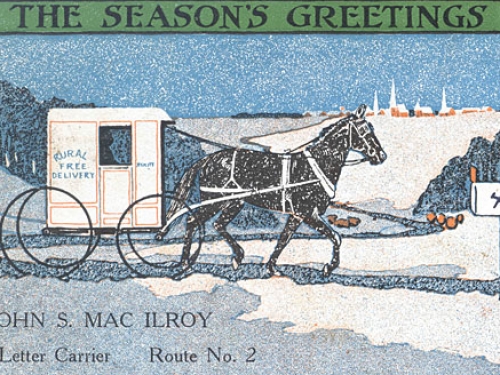 Rural Postal Carrier’s Christmas Postcard, 1915